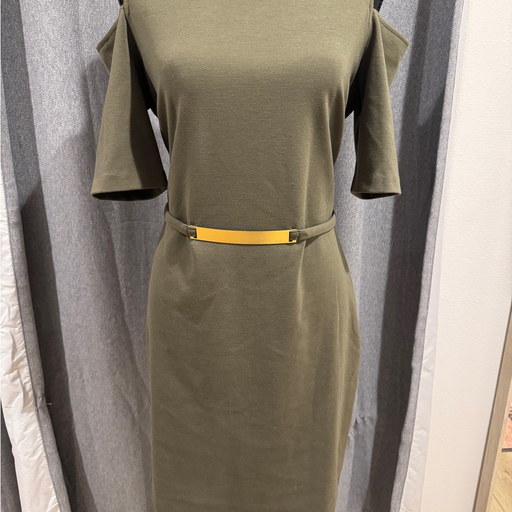 Michael Kors -Women’s Olive Midi Dress with Gold Belt -Size S -NWOT